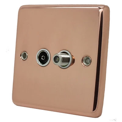Classic Polished Copper TV and SKY Socket