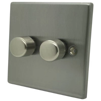 Classic Satin Chrome LED Dimmer and Push Light Switch Combination