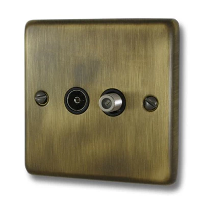 Classical Aged Antique Brass TV and SKY Socket