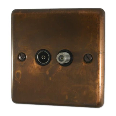 Classical Aged Burnished Copper TV and SKY Socket