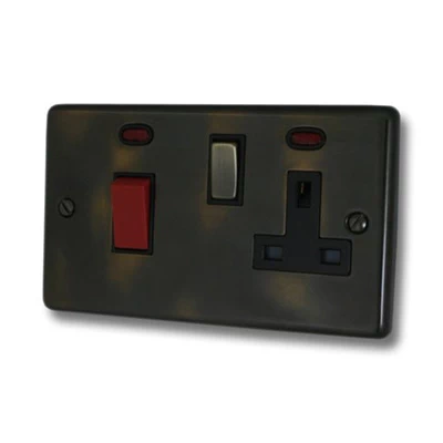 Classical Aged Aged Cooker Control (45 Amp Double Pole Switch and 13 Amp Socket)