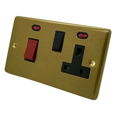 Classical Aged Old Gold Cooker Control (45 Amp Double Pole Switch and 13 Amp Socket)