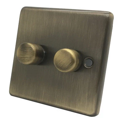 Classical Aged Antique Brass Push Intermediate Switch and Push Light Switch Combination