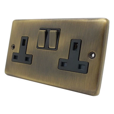 Classical Aged Antique Brass Switched Plug Socket