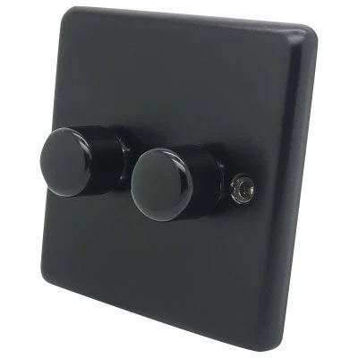 Classical Black Push Intermediate Switch and Push Light Switch Combination