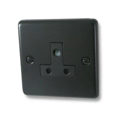 Classical Black Round Pin Unswitched Socket (For Lighting)
