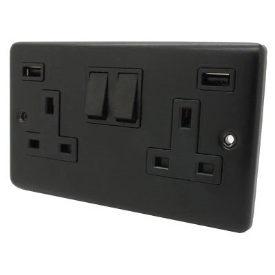 Classical Black Plug Socket with USB Charging