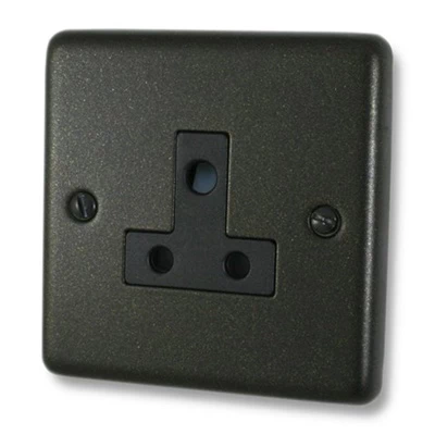 Classical Black Graphite Round Pin Unswitched Socket (For Lighting)