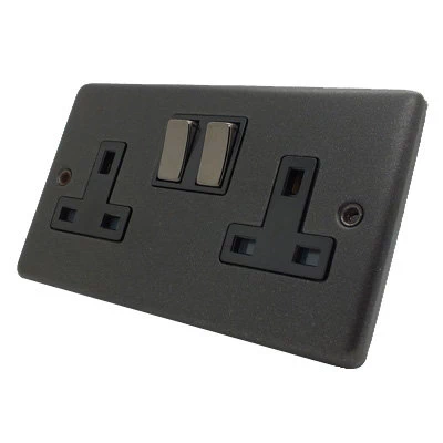 Classical Black Graphite Switched Plug Socket