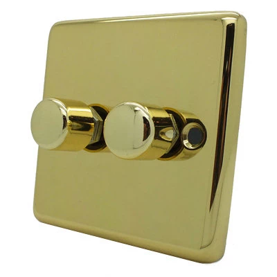 Classical Polished Brass Push Intermediate Switch and Push Light Switch Combination