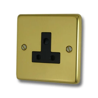 Classical Polished Brass Round Pin Unswitched Socket (For Lighting)