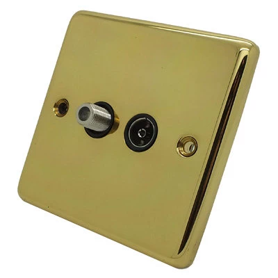 Classical Polished Brass TV and SKY Socket
