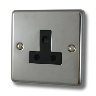 Classical Polished Chrome Round Pin Unswitched Socket (For Lighting)