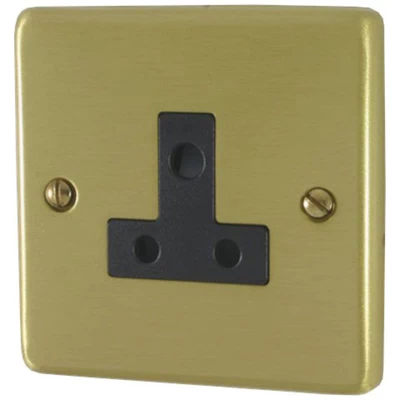 Classical Satin Brass Round Pin Unswitched Socket (For Lighting)