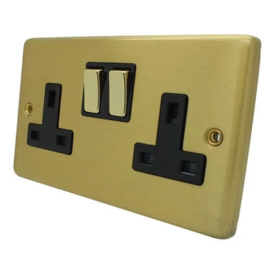Classical Satin Brass Switched Plug Socket
