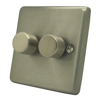 Classical Satin Stainless LED Dimmer and Push Light Switch Combination