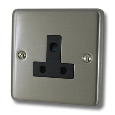 Classical Satin Stainless Round Pin Unswitched Socket (For Lighting)