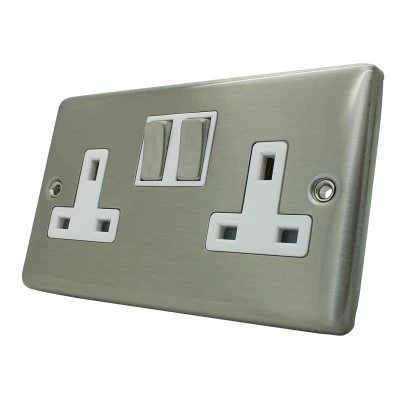 Classical Satin Stainless Switched Plug Socket