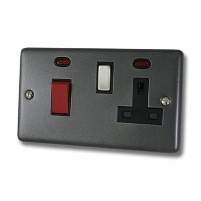 Classical Dark Pewter Cooker Control (45 Amp Double Pole Switch and 13 Amp Socket)