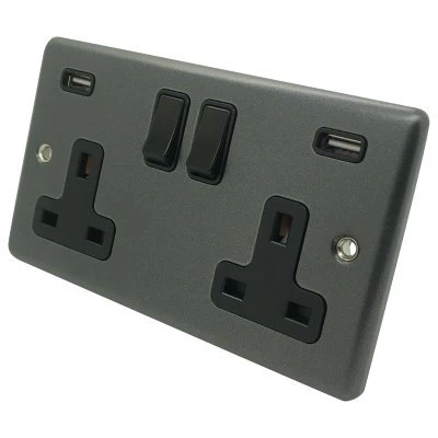 Classical Dark Pewter Plug Socket with USB Charging