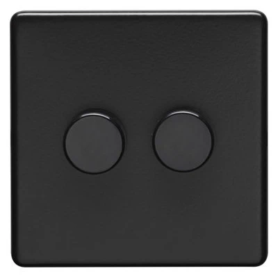 Contemporary Screwless Black Dimmer and Light Switch Combination