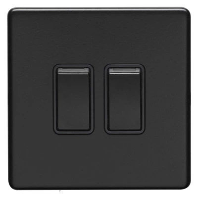 Contemporary Screwless Black Intermediate Switch and Light Switch Combination