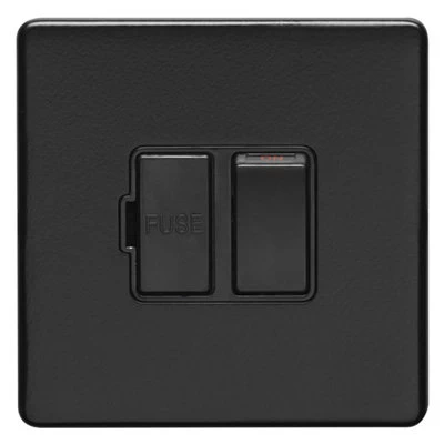 Contemporary Screwless Black Switched Fused Spur