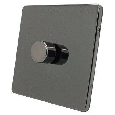 Contemporary Screwless Black Nickel LED Dimmer and Push Light Switch Combination