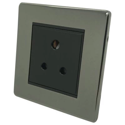 Contemporary Screwless Black Nickel Round Pin Unswitched Socket (For Lighting)