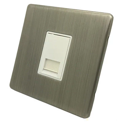 Contemporary Screwless Brushed Nickel Telephone Extension Socket