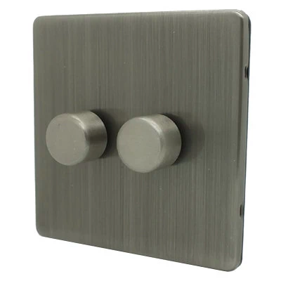 Contemporary Screwless Brushed Nickel LED Dimmer and Push Light Switch Combination