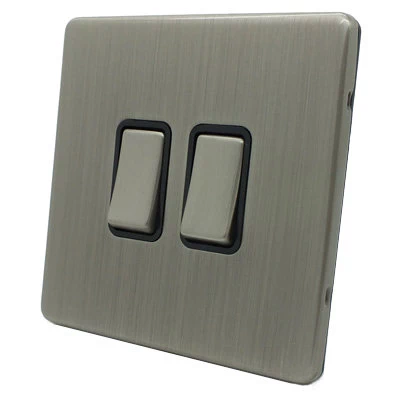 Contemporary Screwless Brushed Nickel Intermediate Switch and Light Switch Combination