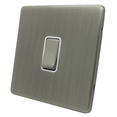 Contemporary Screwless Brushed Nickel Intermediate Toggle Switch and Toggle Switch Combination