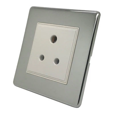 Contemporary Screwless Polished Chrome Round Pin Unswitched Socket (For Lighting)