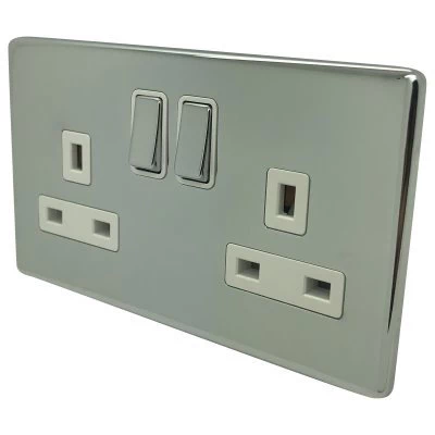 Contemporary Screwless Polished Stainless Switched Plug Socket