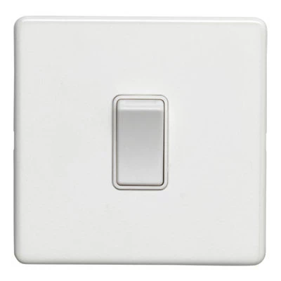 Contemporary Screwless White Intermediate Light Switch