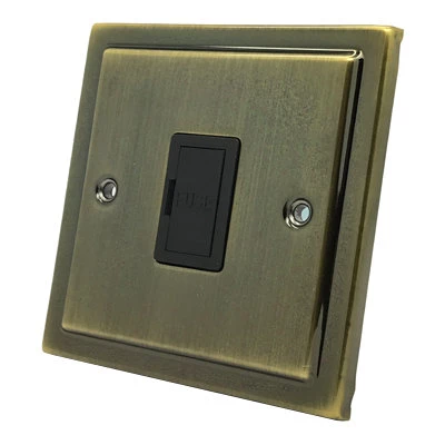 Art Deco Classic Antique Brass Unswitched Fused Spur