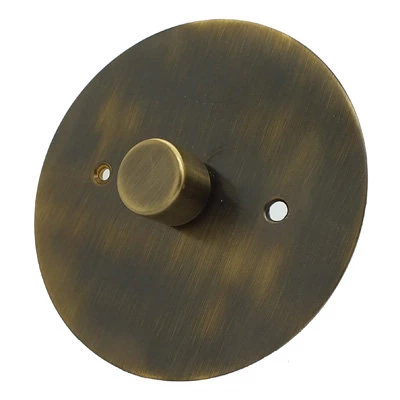Disc Antique Brass Push Intermediate Light Switch