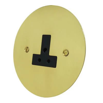 Disc Polished Brass Round Pin Unswitched Socket (For Lighting)