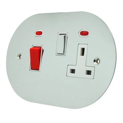 Disc Polished Chrome Cooker Control (45 Amp Double Pole Switch and 13 Amp Socket)