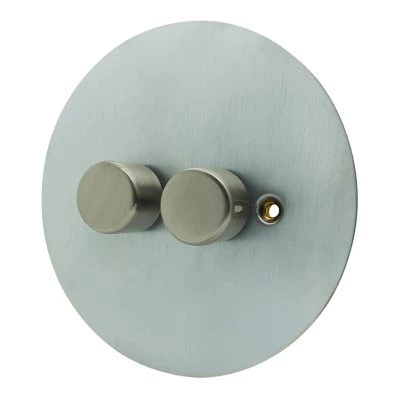 Disc Satin Chrome LED Dimmer and Push Light Switch Combination