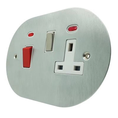 Disc Satin Chrome Cooker Control (45 Amp Double Pole Switch and 13 Amp Socket)