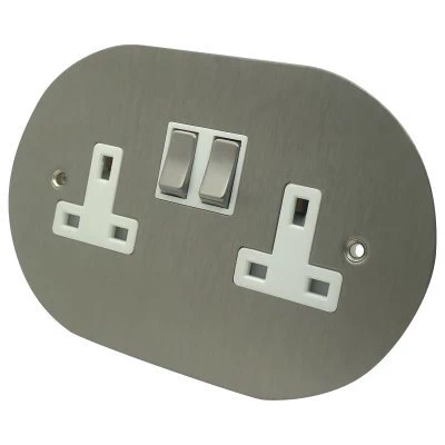 Disc Satin Stainless Switched Plug Socket