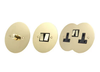 Disc Polished Brass Cooker Control (45 Amp Double Pole Switch and 13 Amp Socket)