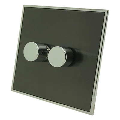 Dorchester Black Nickel Chrome Trim LED Dimmer and Push Light Switch Combination