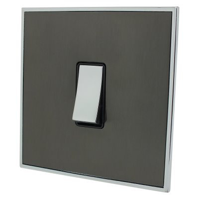 Dorchester Black Nickel Chrome Trim Dimmer and Toggle Switch Combination