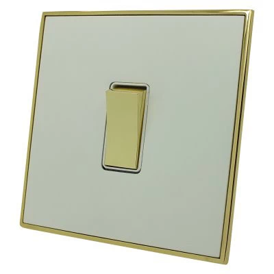 Dorchester White Brass Trim LED Dimmer and Push Light Switch Combination