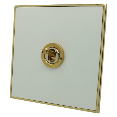 Dorchester White | Polished Brass Trim Dimmer and Toggle Switch Combination