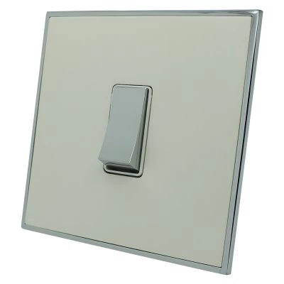 Dorchester White Chrome Trim LED Dimmer and Push Light Switch Combination
