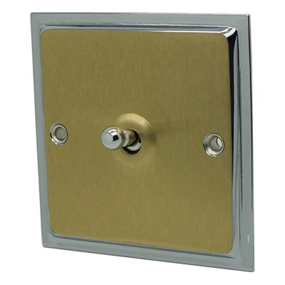 Duo Satin Brass / Polished Chrome Edge Toggle (Dolly) Switch